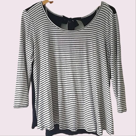 Forever 21 Tie-Back Black & White Stripe T Shirt Size L - Picture 1 of 4